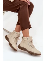 Dámské kotníkové boty s teplým kožíškem z eko kůže béžové Ulverina Dámské kotníkové boty s teplým kožíškem z eko kůže béžové Ulverina