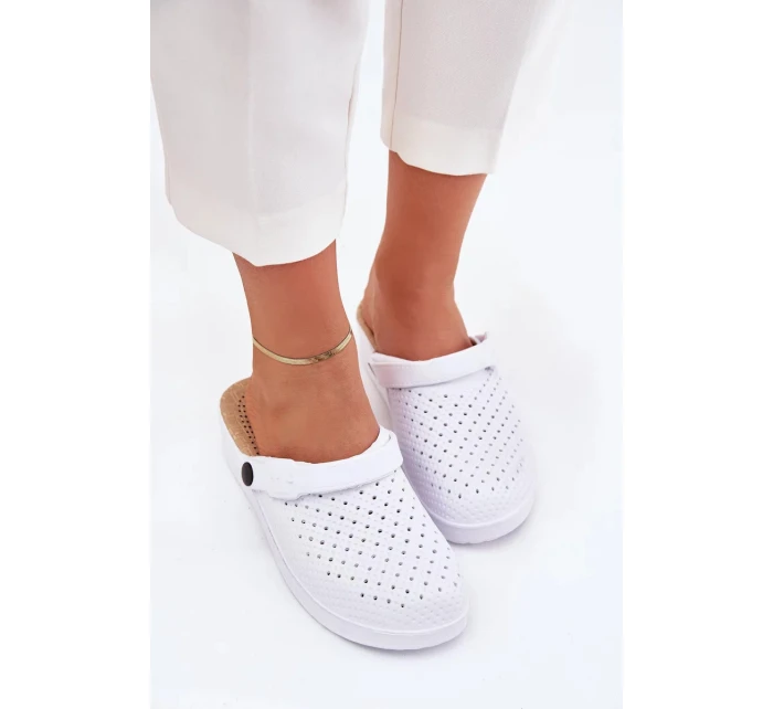 Dámské pěnové pantofle typu clogs Faylina – bílé