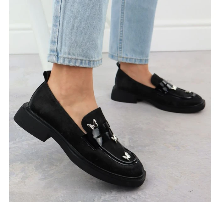 Dámské polobotky lords s motýly černé Potocki SZ12650 Dámské polobotky lords s motýly černé Potocki SZ12650