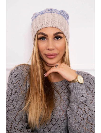 Paris fleecová čepice K213 světle béžová+modrá Paris fleecová čepice K213 světle béžová+modrá