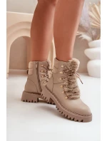 Zateplené botky traperky na zip z eko kůže béžové Willatta Zateplené botky traperky na zip z eko kůže béžové Willatta