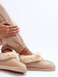 Dámské pantofle s kožíškem, světle béžová Lanoze