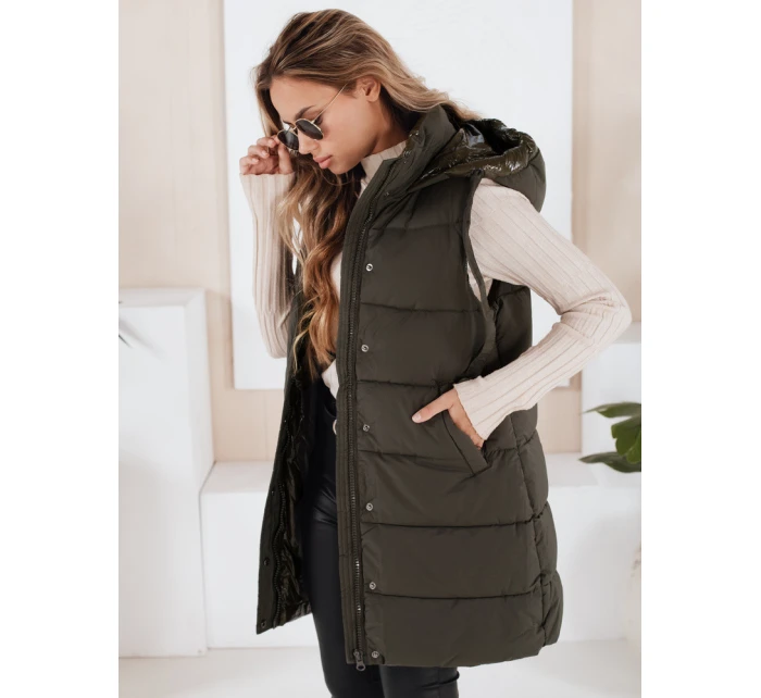 Dámská prošívaná vesta zelená Dstreet model 21966388 - FashionStreet
