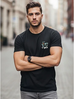 Pánské bavlněné tričko s potiskem dinosaurů černé FashionStreet NX0141R