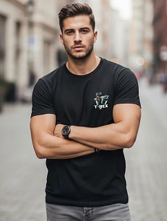 Pánské bavlněné tričko s potiskem dinosaurů černé FashionStreet NX0141R