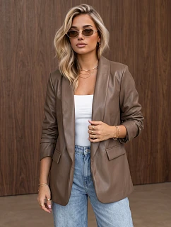 Dámská kožená bunda se zvrásněnými rukávy Fango FashionStreet PY0166