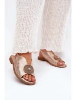 Lesklé Dámské Sandály S Dekorativním Detailem S.Barski KV51-012 Růžové Zlato