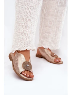 Lesklé Dámské Sandály S Dekorativním Detailem S.Barski KV51-012 Růžové Zlato