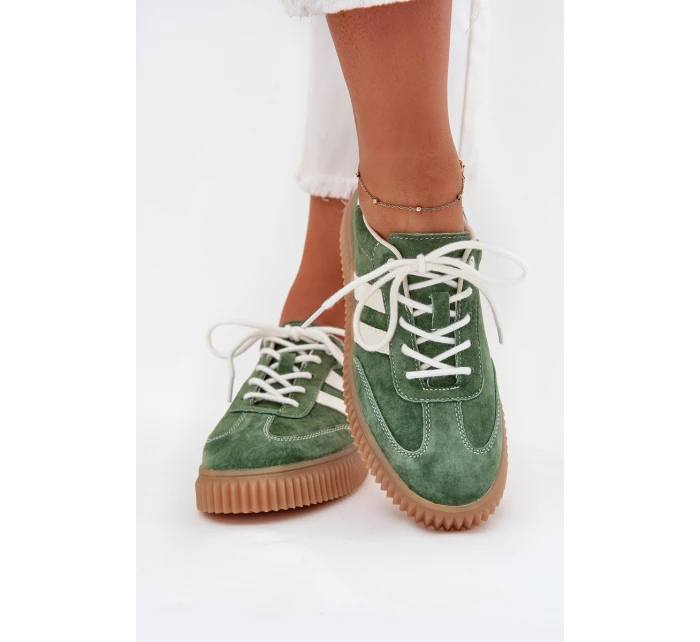 Dámské Velurové Tenisky Na Platformě Zelené model 21703435 - Boto Dámské Velurové Tenisky Na Platformě Zelené model 21703435 - Boto