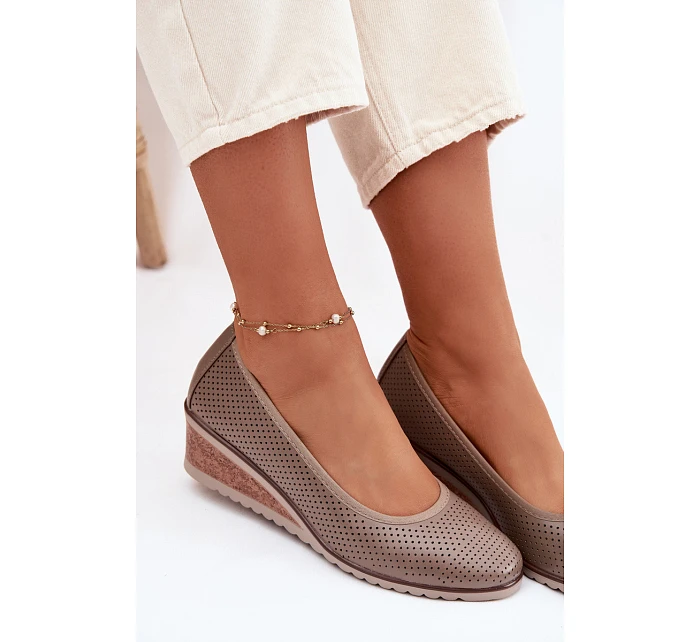 Dámské polobotky na platformě Vinceza 58629 tmavě béžové