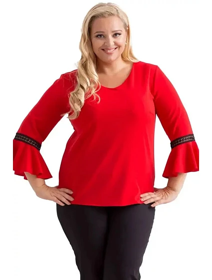 Dámská halenka model 18804449 Tmavě červená - Karko Dámská halenka model 18804449 Tmavě červená - Karko