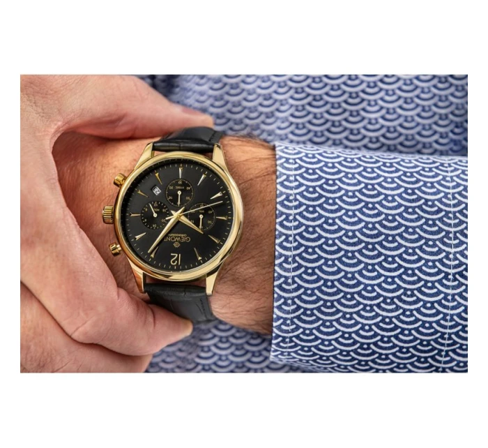 Pánské hodinky Chronograph Sapphire Black and Gold model 21807553 - Giewont Pánské hodinky Chronograph Sapphire Black and Gold model 21807553 - Giewont
