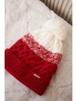 Fleecová čepice Ilona K218 malpberry+ecru Fleecová čepice Ilona K218 malpberry+ecru