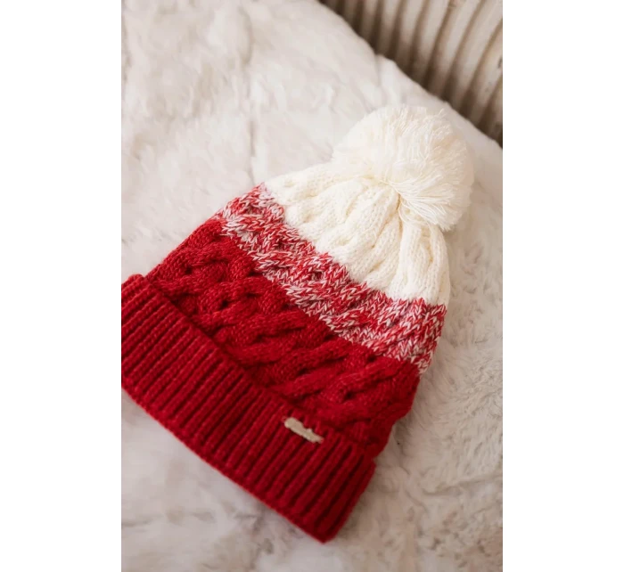 Fleecová čepice Ilona K218 malpberry+ecru Fleecová čepice Ilona K218 malpberry+ecru