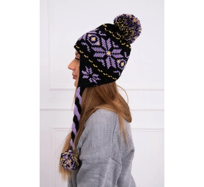 Kostkovaná čepice Fabia K272 černá+fialová Kostkovaná čepice Fabia K272 černá+fialová