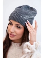 Dámská zimní vlněná čepice s ozdobnými krystalky K399 černá