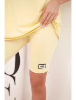 Dámský bavlněný komplet s krátkým rukávem a šortkami žlutý Dámský bavlněný komplet s krátkým rukávem a šortkami žlutý