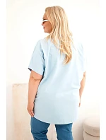 Dámská bavlněná halenka Plus Size s model 22185749 modrá - K-Fashion Dámská bavlněná halenka Plus Size s model 22185749 modrá - K-Fashion
