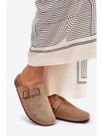 Dámské nazouváky a na platformě s přezkou khaki Selio