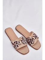 Dámské Pantofle Na Plochém Podpatku S Mašlí Béžové model 21702398 - Boto Dámské Pantofle Na Plochém Podpatku S Mašlí Béžové model 21702398 - Boto