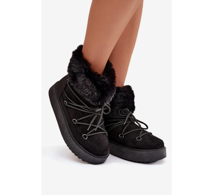 Sněhule s kožíškem a šněrováním Černé model 21821761 - Boto Sněhule s kožíškem a šněrováním Černé model 21821761 - Boto