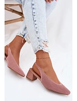Materiálové dámské sandály na podpatku Růžové model 22102900 - Boto Materiálové dámské sandály na podpatku Růžové model 22102900 - Boto