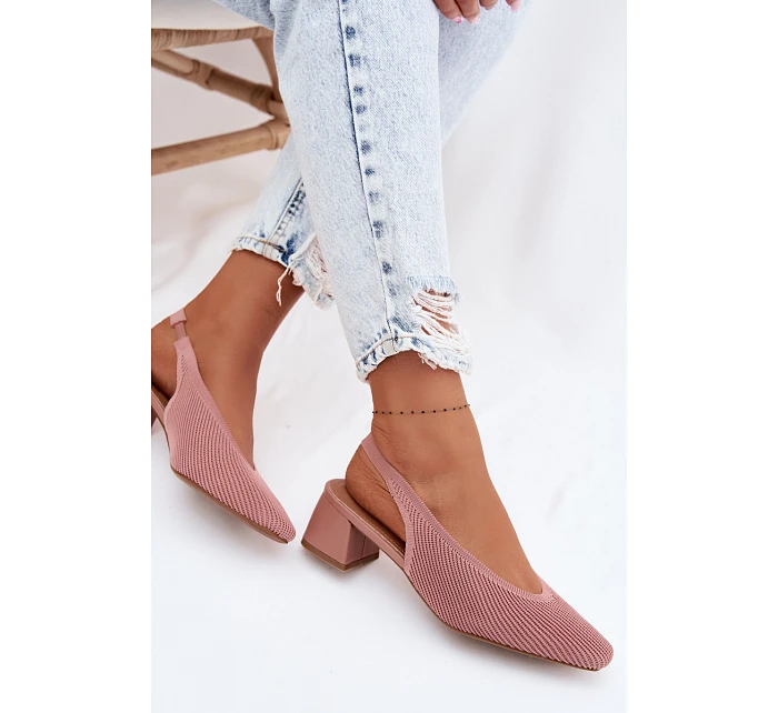 Materiálové dámské sandály na podpatku Růžové model 22102900 - Boto Materiálové dámské sandály na podpatku Růžové model 22102900 - Boto