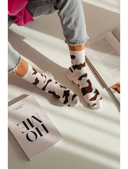 Dámské ponožky s cákanci – hnědé Dámské ponožky s cákanci – hnědé
