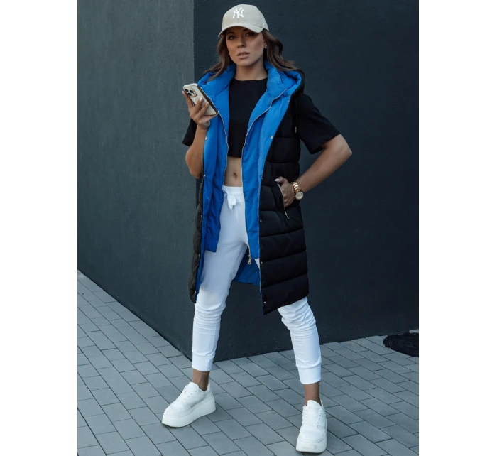 Dámská dlouhá prošívaná vesta s kapucí černá Dstreet model 21979844 - FashionStreet