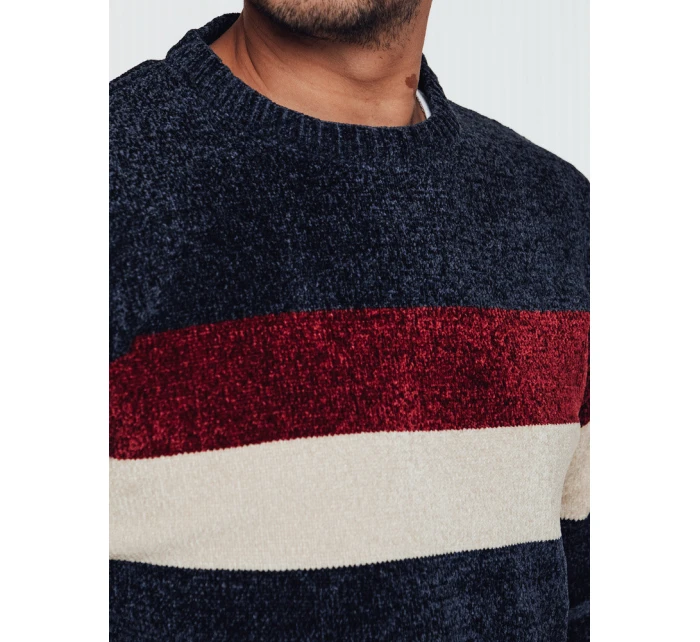 Pánský pruhovaný tmavě modrý svetr FashionStreet WX2240 Pánský pruhovaný tmavě modrý svetr FashionStreet WX2240