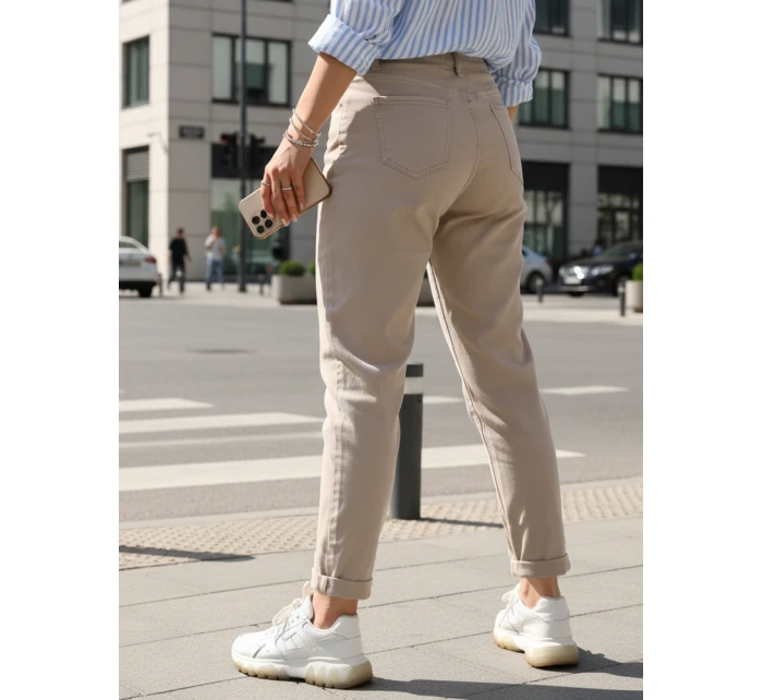 Dámské džíny mom fit s vysokým pasem béžové FashionStreet UY2872