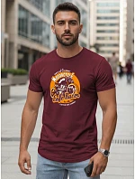 Pánské tričko s potiskem bordó FashionStreet NX5095R Pánské tričko s potiskem bordó FashionStreet NX5095R