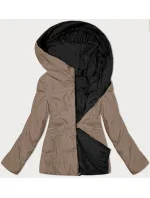 béžová oboustranná dámská krátká bunda s kapucí model 21442158 - J.STYLE béžová oboustranná dámská krátká bunda s kapucí model 21442158 - J.STYLE