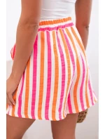 Dámské pruhované bavlněné šortky pomeranč