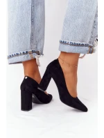 Semišové Lodičky Na Podpatku model 21549621 Černé - SERGIO LEONE
