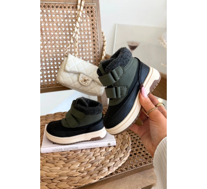 Dětské zimní boty sněhule na suchý zip zeleno-černé Darlene Dětské zimní boty sněhule na suchý zip zeleno-černé Darlene