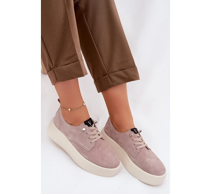 Semišové dámské polobotky na platformě Vinceza 79605 béžové