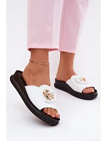 Kožené pantofle s ozdobným detailem S.Barski KV61-6046 Bílá