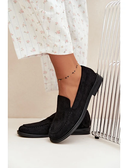 Dámské mokasíny a loafers z ekokoženého semiše černé Laisie Dámské mokasíny a loafers z ekokoženého semiše černé Laisie