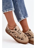 Dámské tenisky na platformě s leopardím vzorem – béžové Denissa Dámské tenisky na platformě s leopardím vzorem – béžové Denissa