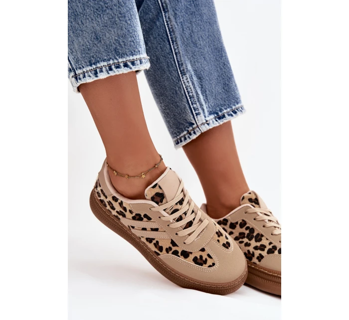 Dámské tenisky na platformě s leopardím vzorem – béžové Denissa Dámské tenisky na platformě s leopardím vzorem – béžové Denissa