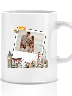 Personalizovaný klasický bílý keramický hrníček 300 ml s polaroidem z dovolené