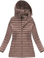 Prošívaná bunda ve starorůžové barvě s kapucí (7473-PLUS)