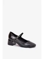 Dámské lodičky na sloupek podpatku 77-554 Černá - C.M Paris