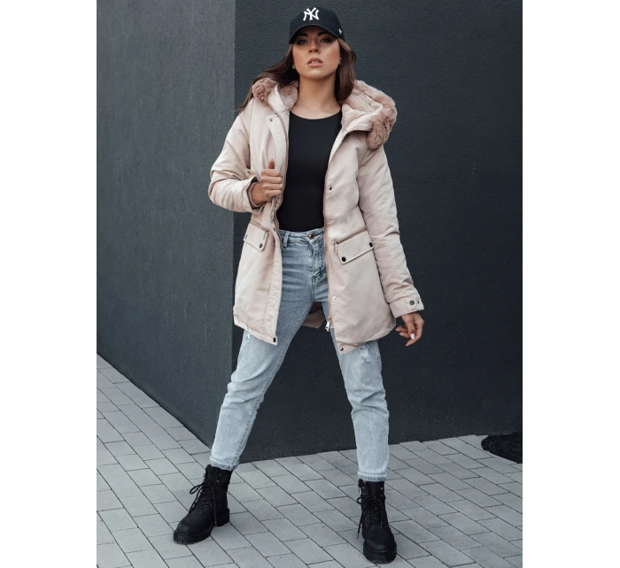 Dámská zimní bunda parka s kapucí SNOWFALL béžová FashionStreet TY4490