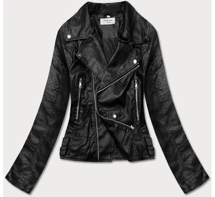 Černá bunda ramoneska s klopami model 18117106 - Forget me not FASHION