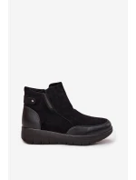 Dámské kotníkové boty na zip kožešinou Černé model 21714328 - Boto