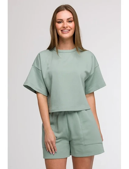 mikina s krátkým rukávem mátová model 21047214 - BeWear mikina s krátkým rukávem mátová model 21047214 - BeWear