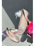 Baleríny Dámské S Ozdobou Eko Kožené Béžové Rhodike Baleríny Dámské S Ozdobou Eko Kožené Béžové Rhodike