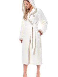 Dlouhý dámský župan  Ecru s béžovou L&L model 20985396 - L&#38;L